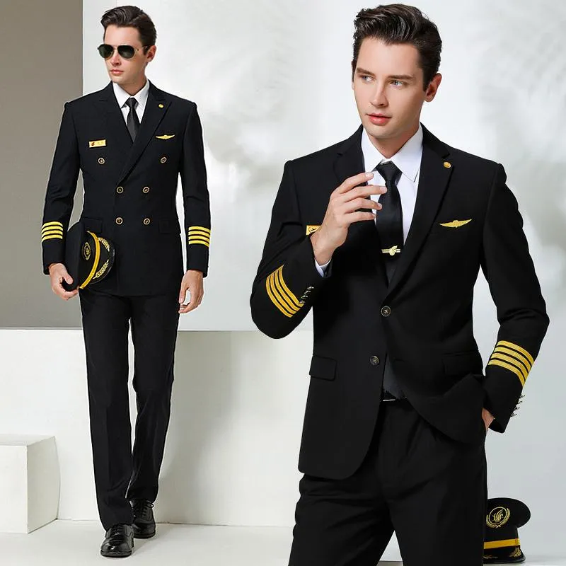 Survêtements pour hommes Haut de gamme Aviation Slim-fit Captain Uniforms Male Air Junior Pilot Suits