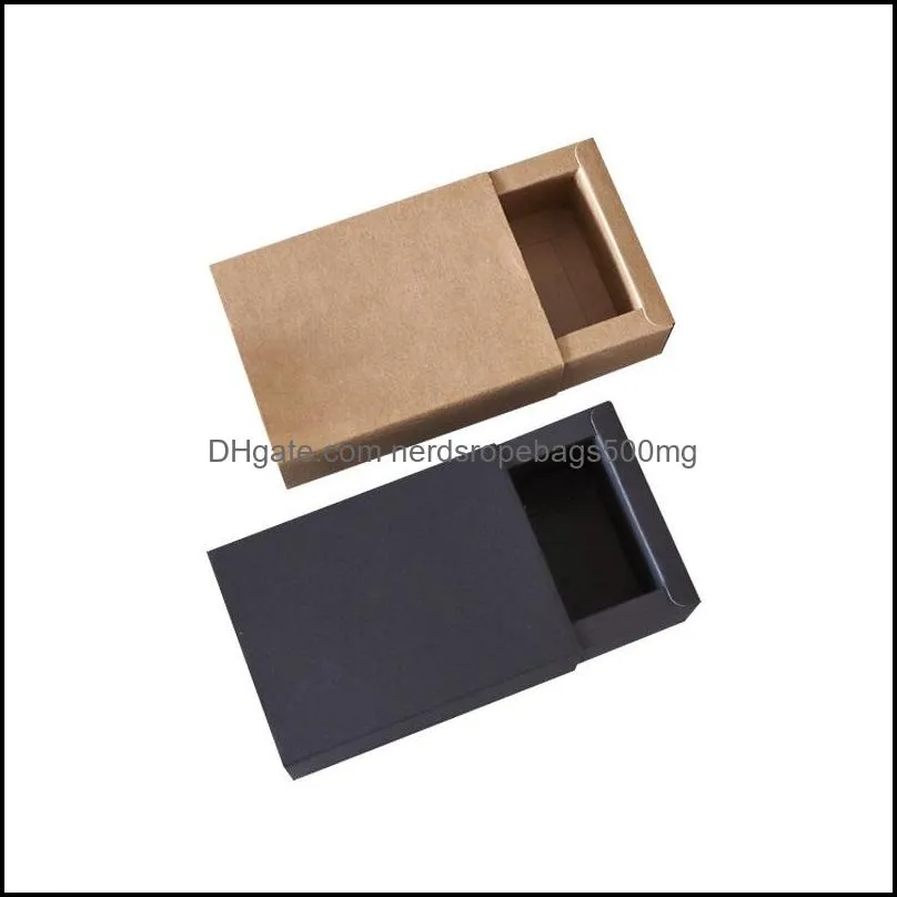 14*7*3Cm Black Beige Drawer Packing Box Gift Bow Tie Packaging Kraft Paper Carft Cardboard Boxes 1313 V2