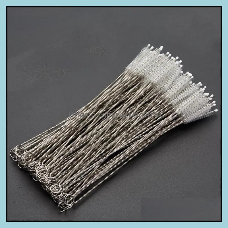 200*50*10mm stainless steel drinking straws cleaning brush pipe tube baby bottle cup reusable household tools zwl316