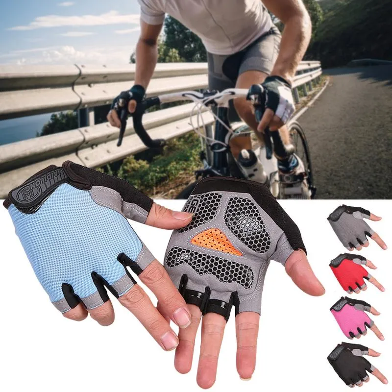 Cycling Gloves Knitted Anti-slip Anti-sweat Men Women Half Finger Breathable Anti- Sports Bike Bicycle GloveCyclingCycling