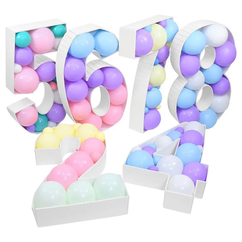 Marcos de números gigantes para decoración de fiestas para globos de relleno 0 1 2 3 4 5 6 7 8 9 caja de globos cumpleaños boda telón de fondo DecorParty