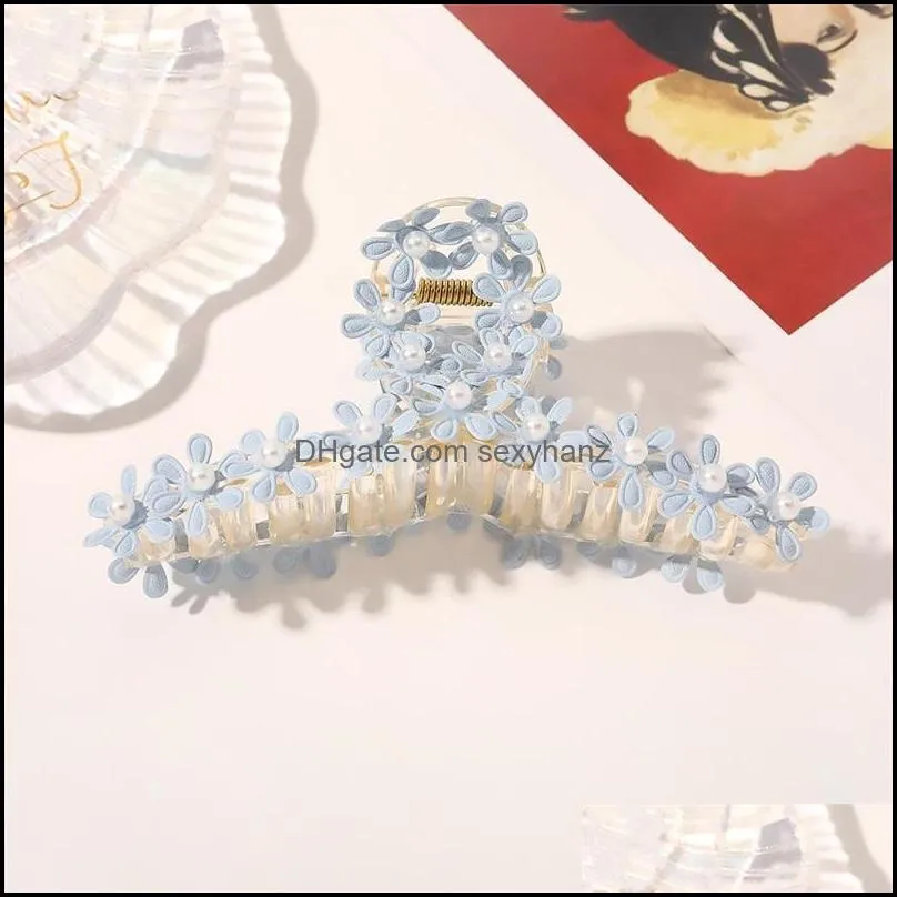 fashion accessories hairpin clips little daisy flower pearl hair claw jaw hairs clamps holder plastic headdress girl back of the head