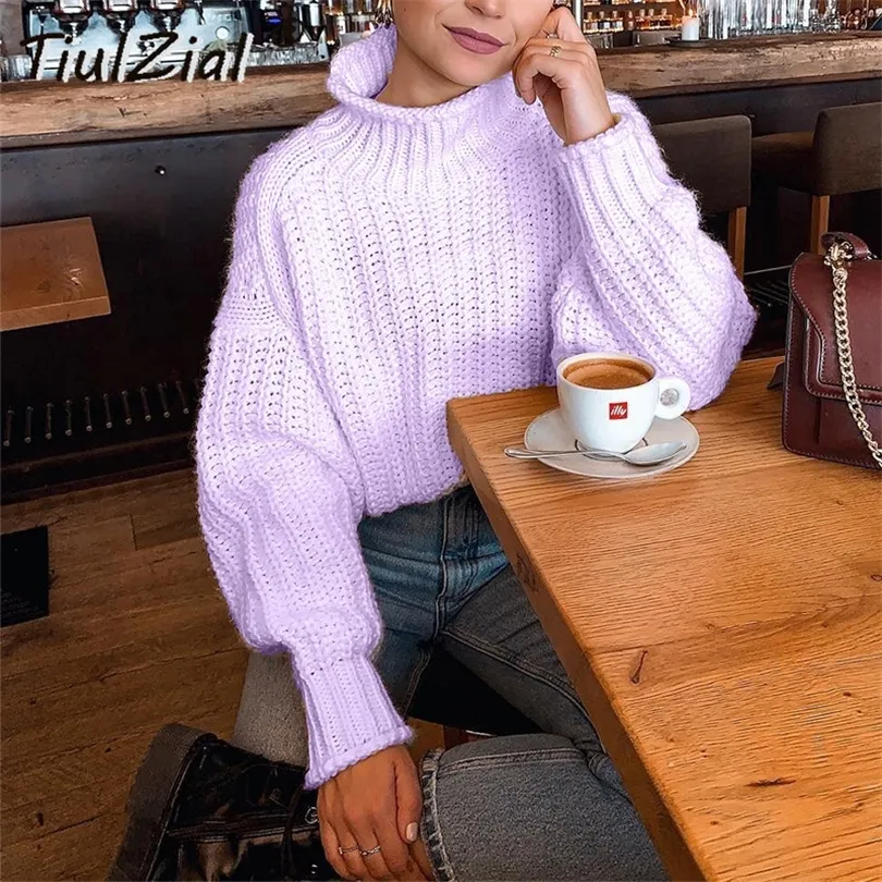 TiulZial Dolcevita Viola Donna Maglione Autunno Inverno Pullover Maglione Cachi Maglioni Casual Per Donna 2020 T200910