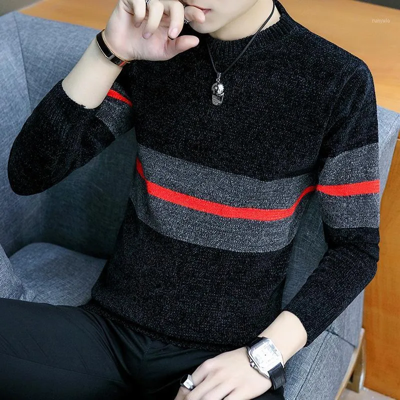 Coletes masculinos Autumn Fashion Casual Strip Color Block Knitwear Jumper Suplover