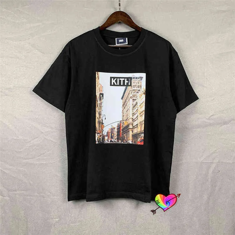 Siyah KITH Tee Erkek Kadın Yüksek Kaliteli İdari Alan Grafik Kith T gömlek Biraz Büyük Boy Kısa Kollu Tops