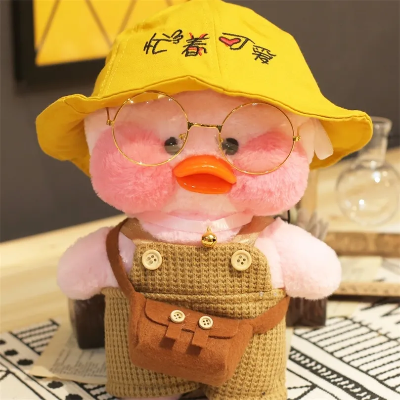 WhoSale 30cm söt lalafanfan cafe duck plysch leksak fylld mjuk kawaii docka djur kudde födelsedaggåva för barn barn 220329