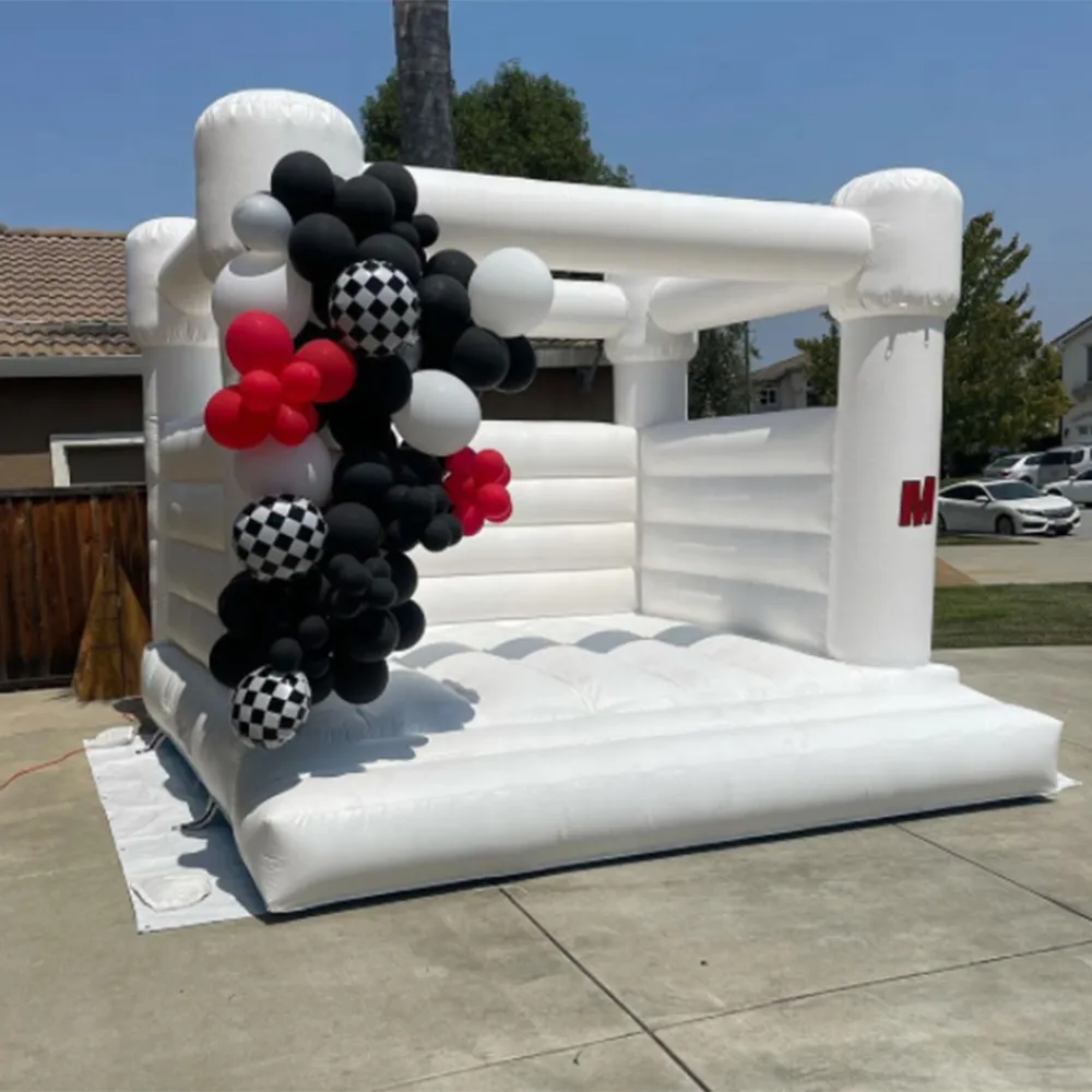 Casa di rimbalzo di grado commerciale pieno PVC gonfiabile castello gonfiabile per matrimoni letto da salto per bambini controlla il ponticello bianco per divertimento all'interno all'aperto con la nave libera del ventilatore