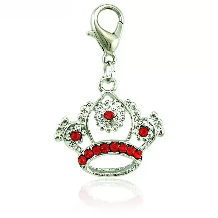 Mode hummer lås charms dingle rhinestone pierced imperial crown pendants diy make smycken tillbehör grossist c0701