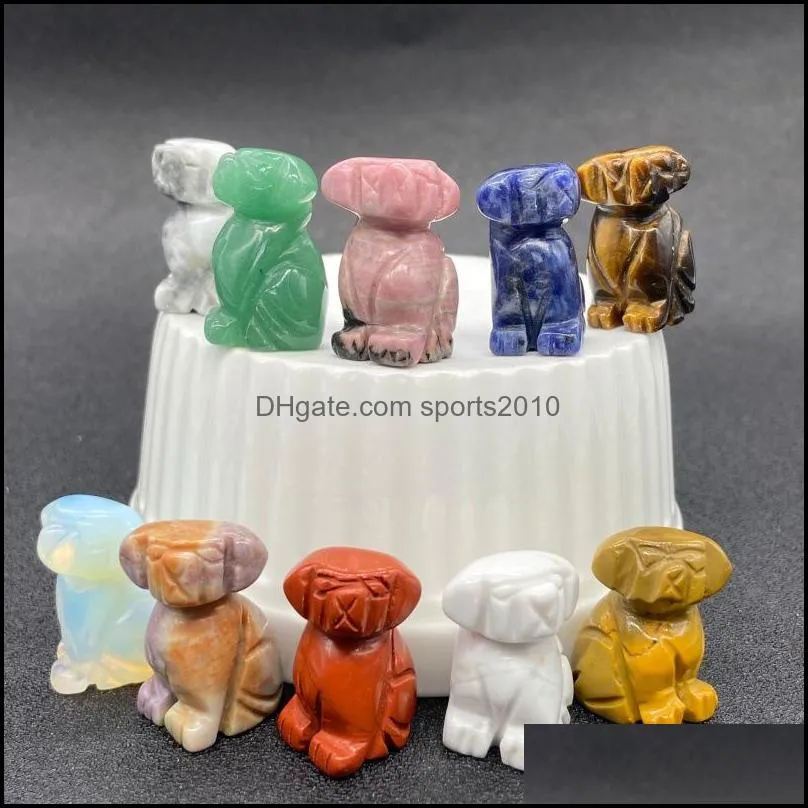 14-16mm natural quartz stone carving mini dog puppy shape crystal healing decoration animal ornaments crafts sports2010