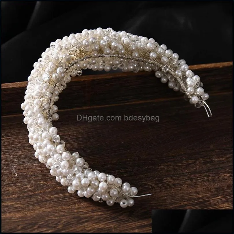 bridal crowns hair bands women head band korean bride tiara girl pearl crown headbands wedding tiaras headpieces birthday party tiaras jewelry