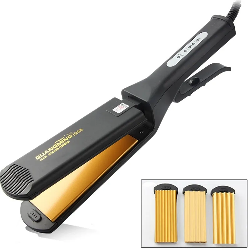 4-i-1 Kvinnor utbytbara plattor Hårrätare Crimping Iron Crimper Hair Styling Tool Deep Wave rakar ut järn 220623