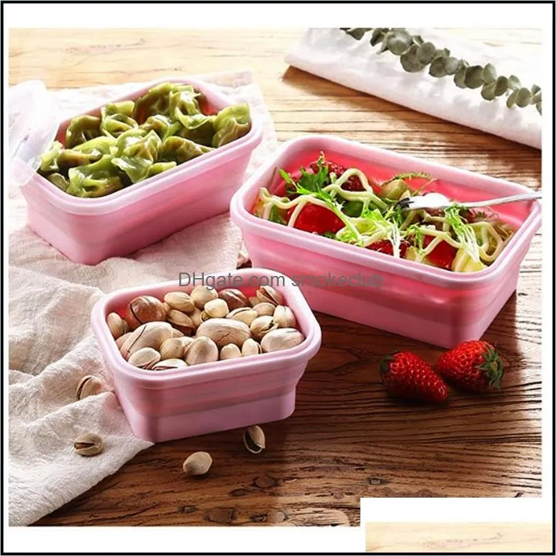 4 pcs Silicone Lunch Box Portable Bowl Colorful Folding Food Container Lunchbox 350/500/800/1200ml Eco-Friendly 220228