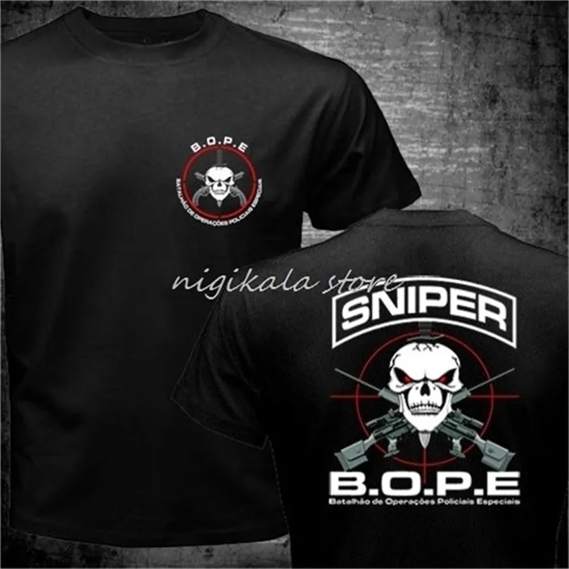 Męskie koszulki T Tropa de Elite Sniper Unit Scout Brazylia Siły specjalne T Shirt Mężczyzn Dwa po stronie Prezent Darowizny TEE USA Rozmiar S-3xl 210329