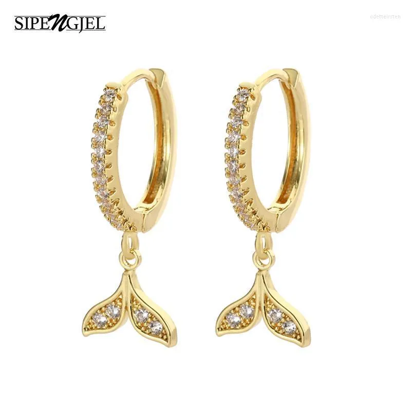 Hoop & Huggie Trendy Cubic Zircon Fish Tail Earrings Gold Color For Women Wedding Jewelry 2022Hoop Odet22