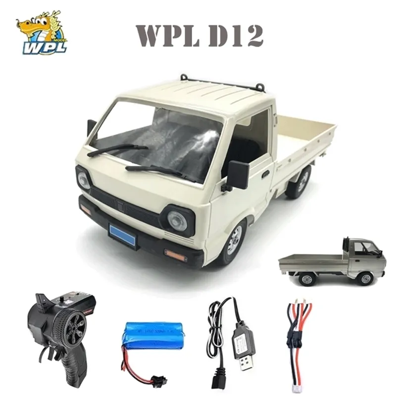 WPL D12 1/10 2WD RC Auto Simulatie Drift Truck Geborsteld 260 Motor Klimmen LED Licht On-Road Speelgoed voor Jongens Kids Gifts 220418