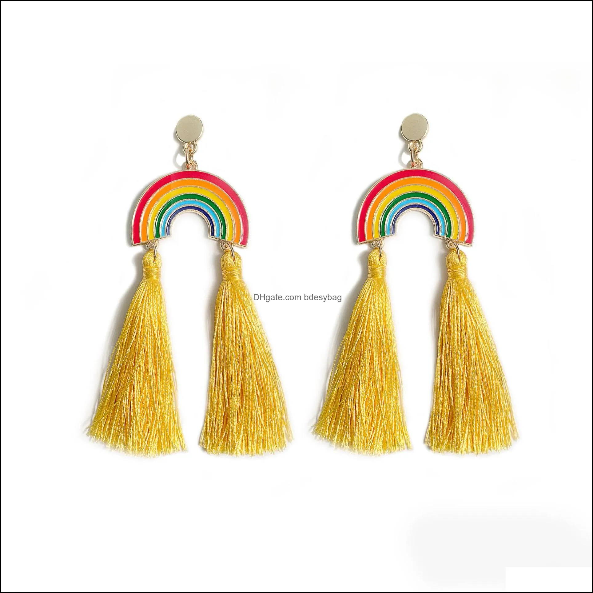 bohemia rainbow tassel earrings dangle drop stud ear rings for women fashion earring jewelry will and sandy gift