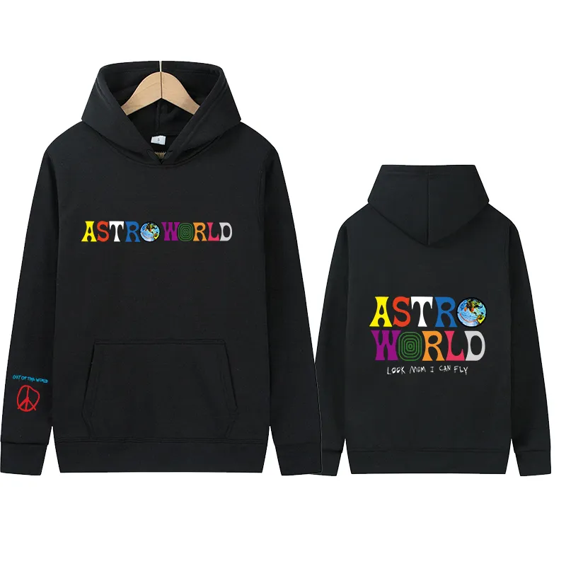 Streetwear Bluzy Bluzy z kapturem z kapturem z dłuższym rękawem Harajuku Casual Sportswear Astro World Print Fashion Hoodie Kobiety 220715