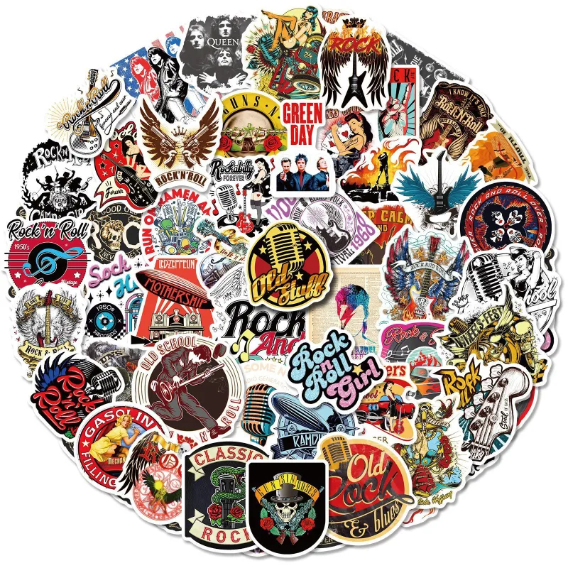 2 Autocollants Vinyle Heavy Metal Rock & Roll - 8x8 Cm, Pour Voiture, Moto, Casque