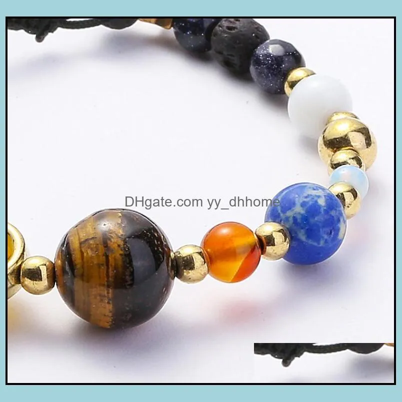 Universe Galaxy the Eight Planets Bead Strands Bracelets Men Women Jewelry Star Beads Stretch Bracelet
