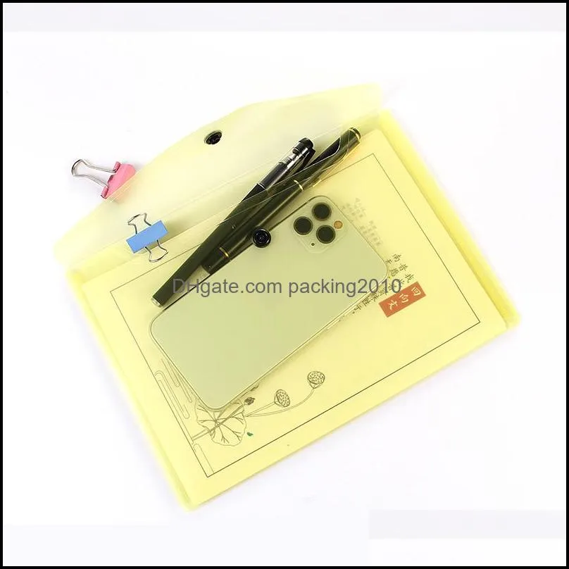 Transparent Plastic A5 Folders File Bag Document Hold Bags Files Filing Paper Storage Stationary case Office School Supplies 10pcs/set