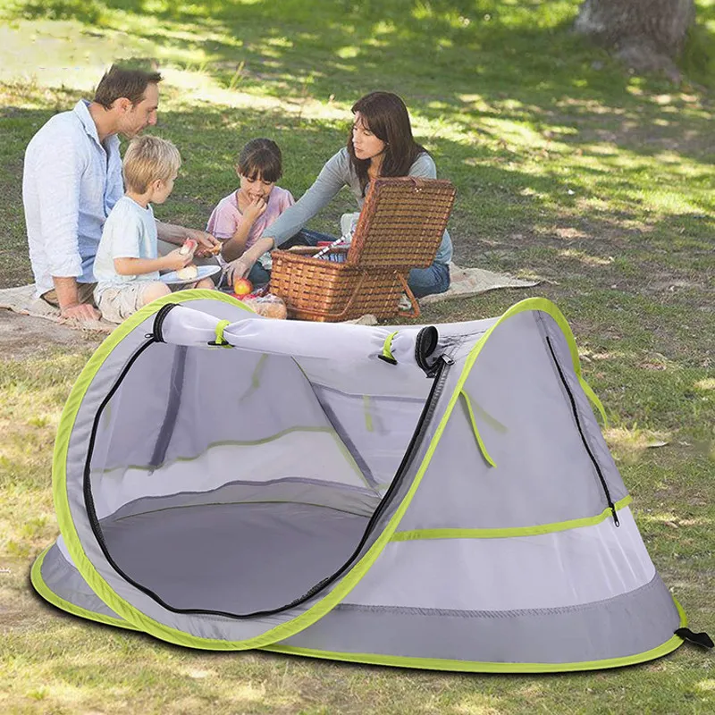 Tenda de viagem para bebês portátil upf 50 abrigos solar brinquedo infantil de brinquedo pop -up dobrável ao ar livre mosquito somb