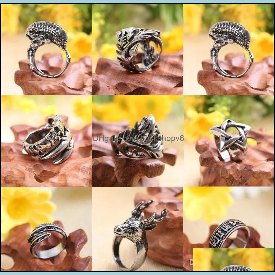 Men Women Stainless Steel Skull Head Animal rings Fashion Cool Gothic Punk Biker Finger Rings Jewelry + Free Gift
