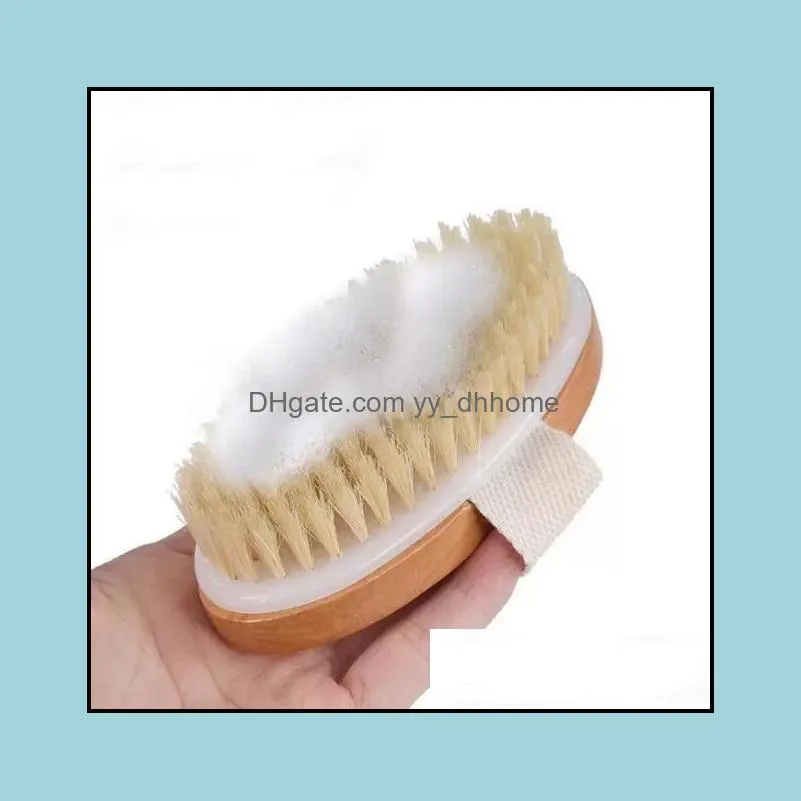 ups fast ship !bath brush dry skin body soft natural bristle spa the brush wooden shower without handle