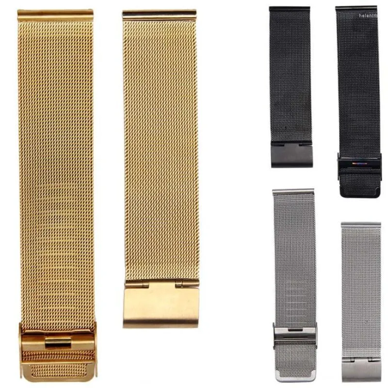 Bracelets de montre Bracelet d'arrivée 18/20/22/24mm Bracelet en maille d'acier inoxydable pour montre-Bracelet Double fermoir Bracelet or Hele22