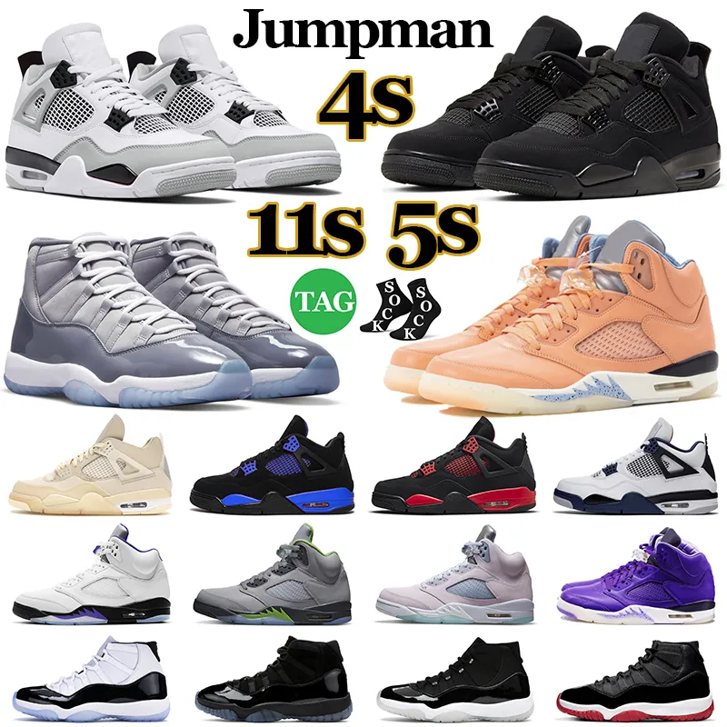 Jumpman 4 11 Mens basketbalschoenen 4S Red Thunder Militaire zwarte kat 11s Cool Gray Concord Bred 5S Green Bean Paas Men Dames Trainers Sportsneakers