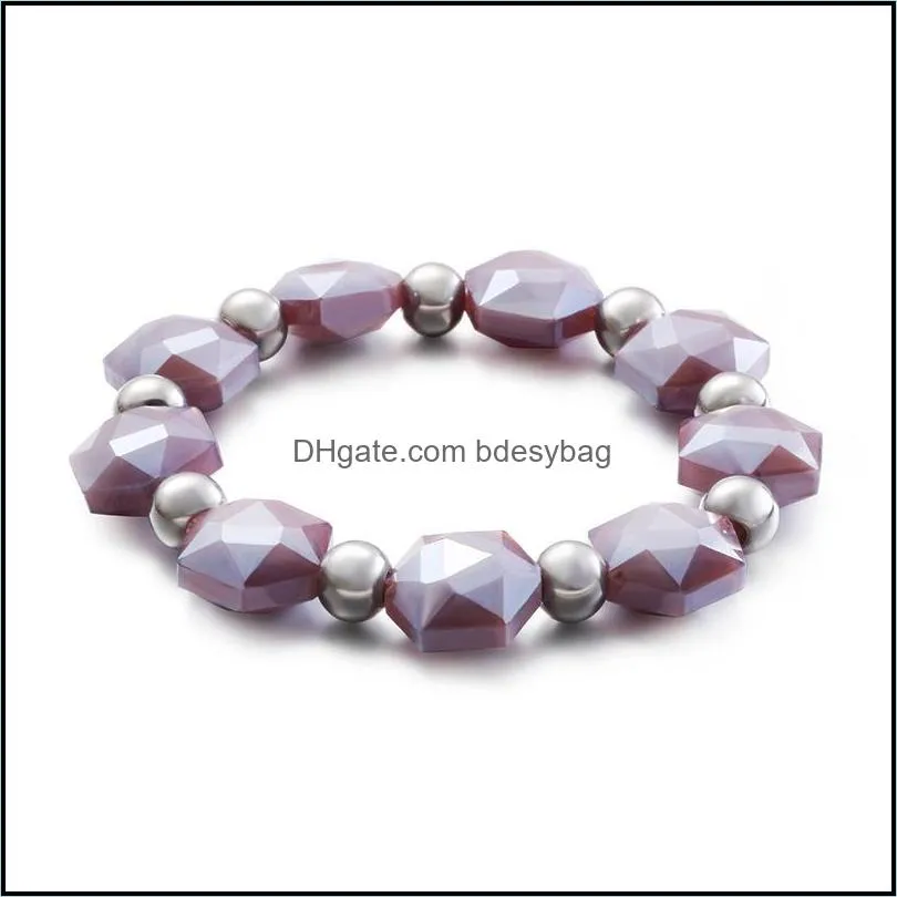 fashion female stainless steel irregular color resin beads bracelets jewelry for women