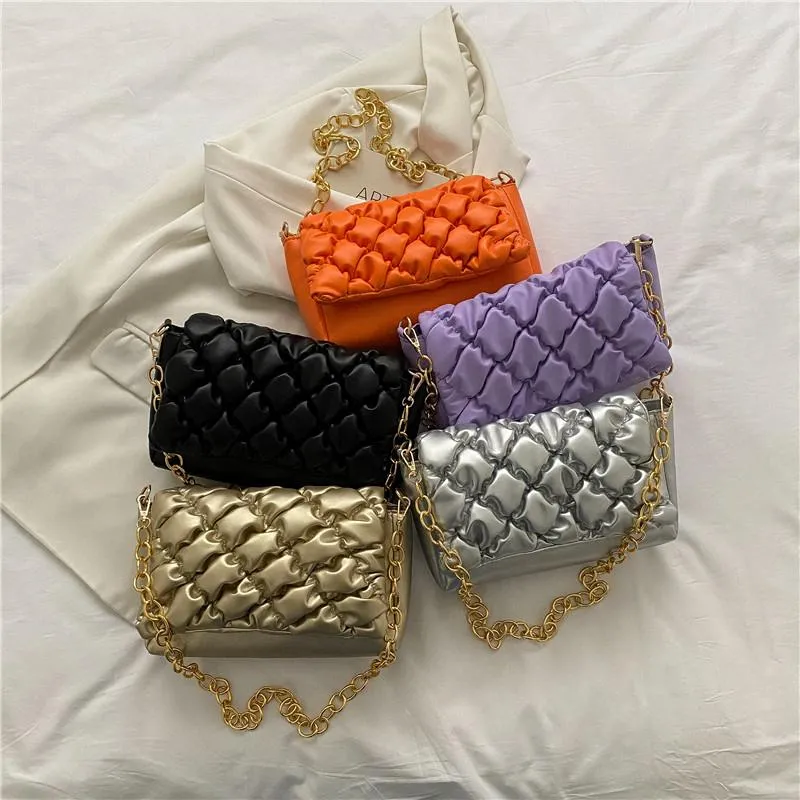Cosmetic Bags & Cases Lingge Embroidered Thread Chain Women's Bag Fashion Underarm Shoulder Simple Leisure Small Square Handbag Women Fa