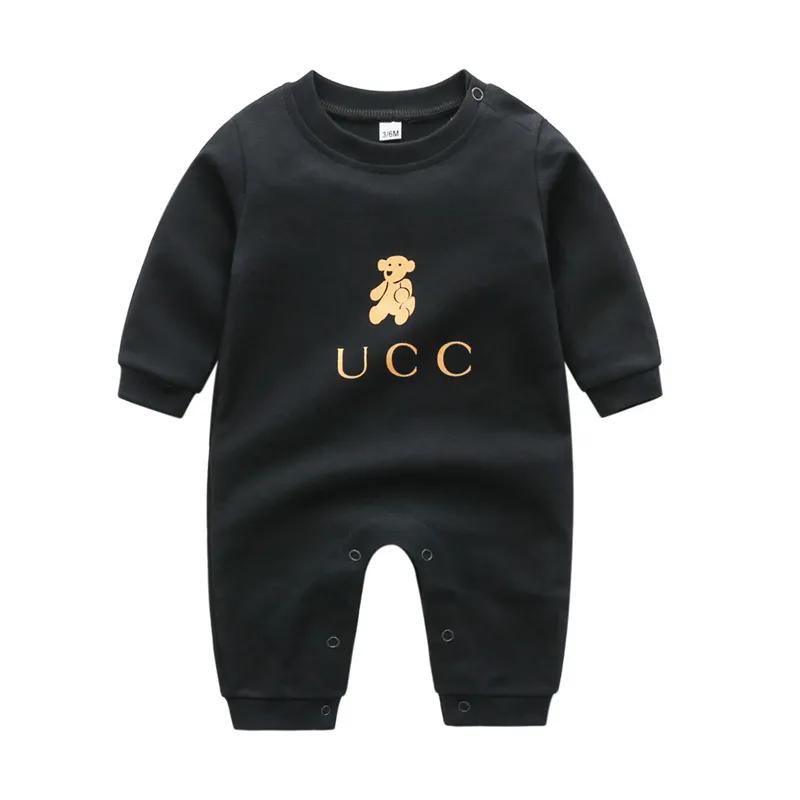 Rompertjes Baby Meisjes Jumpsuits uit één stuk Katoenen kleding Jongensbody's Pasgeboren Lange mouw Bedrukte beer Luxe designerkleding Baby's Zomer Klimrompers Dropship