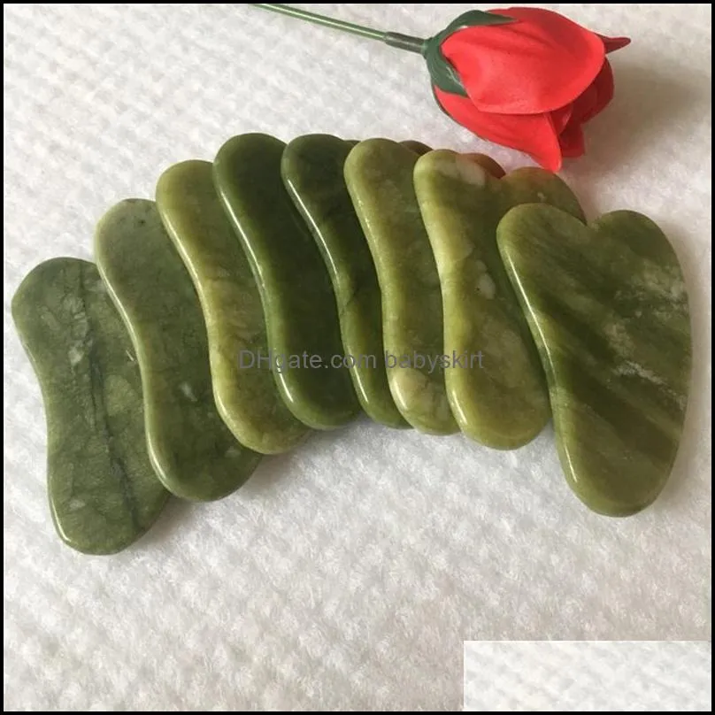 Massage Stones Gua Sha Set Natural stone Green Jade GuaSha Board Massager for Scraping Therapy Jades Roller