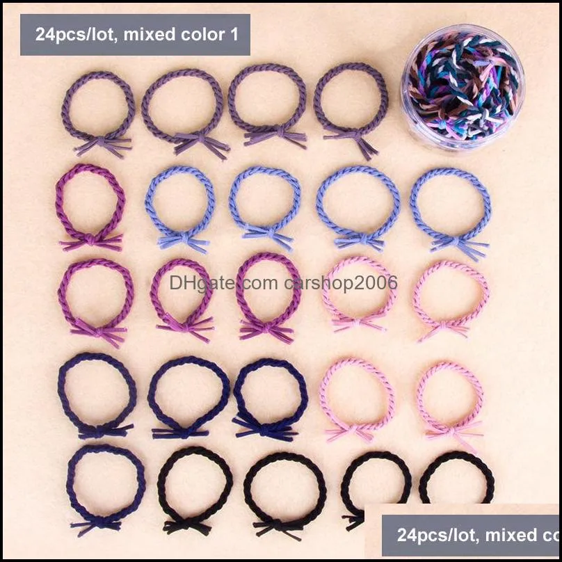 24pcs/box simple hair rope hairband ladies colorful hair rubber band hoop elastic string hair accessories wholesale free shipping