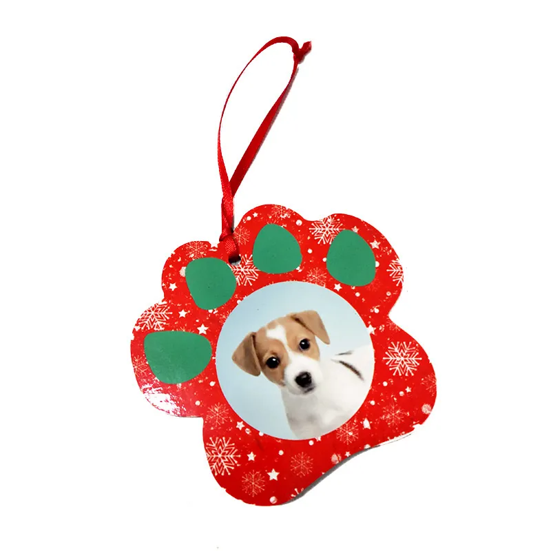 MDF Sublimatie Kerstversieringen Blanks Pet Paw Ornamenten Dubbelzijdig Printing Tree Decoration