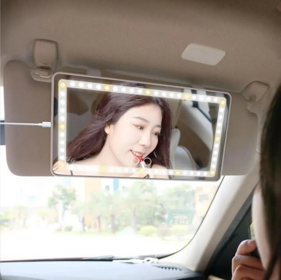 Car Sun Visor Vanity Mirror, 2 Pcs Rechargeable Makeup Mirrors