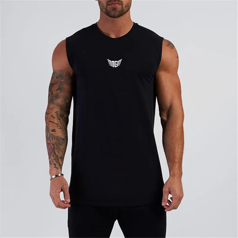 Zomer Compressie Gym Tank Top Mannen Katoen Bodybuilding Fitness Mouwloos T-shirt Workout Kleding Heren Sportkleding Spier Vesten 220614