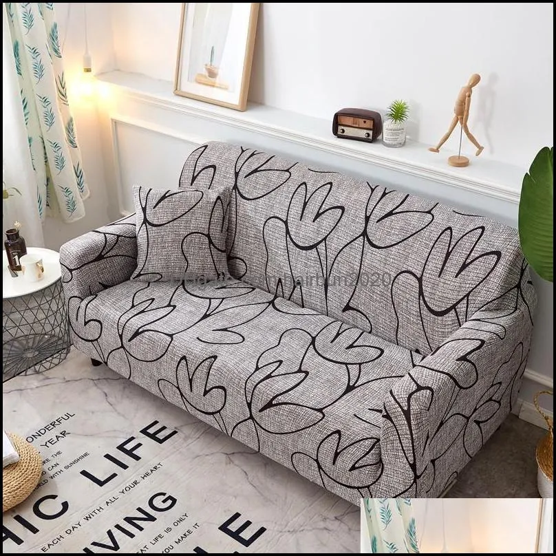 Elegant Modern Sofa Cover Spandex Elastic Polyester Floral 1/2/3/4 Seater Couch Slipcover Chair Living Room Furniture Protector
