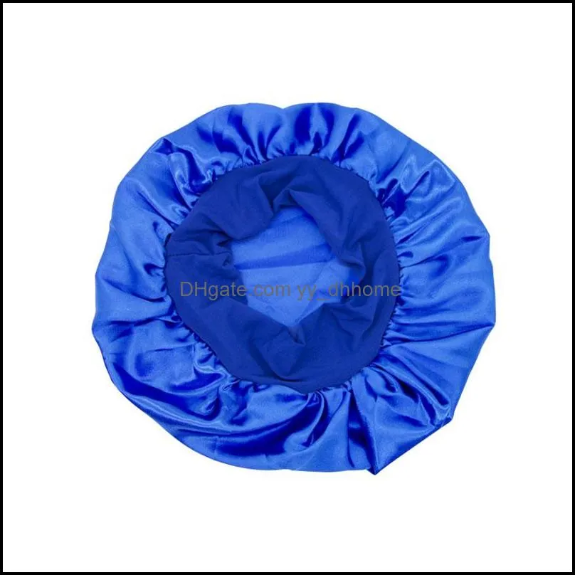 women solid color wide satin bonnet night hat sleep caps bath headwear hair care fashion accessories