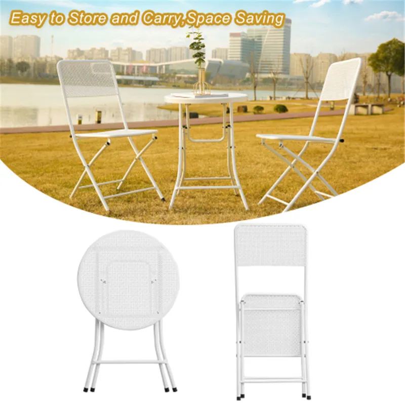 Stock de EE. UU.! Juego de patio de 3 piezas de mesa y sillas plegables para el jardín al aire libre Juegos de muebles de patio