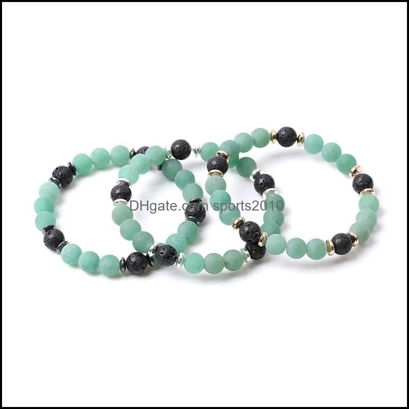 8mm matte green imperial stone beads hematite lava stone strand bracelets for women men yoga buddha energy jewelr sports2010