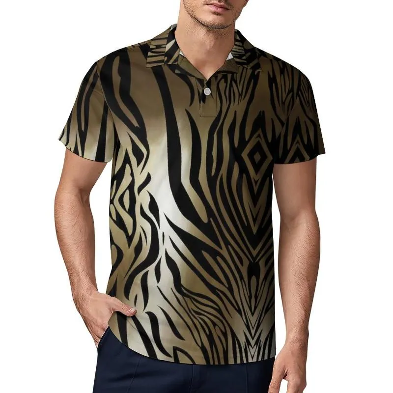 Men's Polos Classic Tiger Print Casual T-Shirts Animal Fur Shirt Males Trending Date Short Sleeve Top Big Size 5XLMen's Men'sMen's