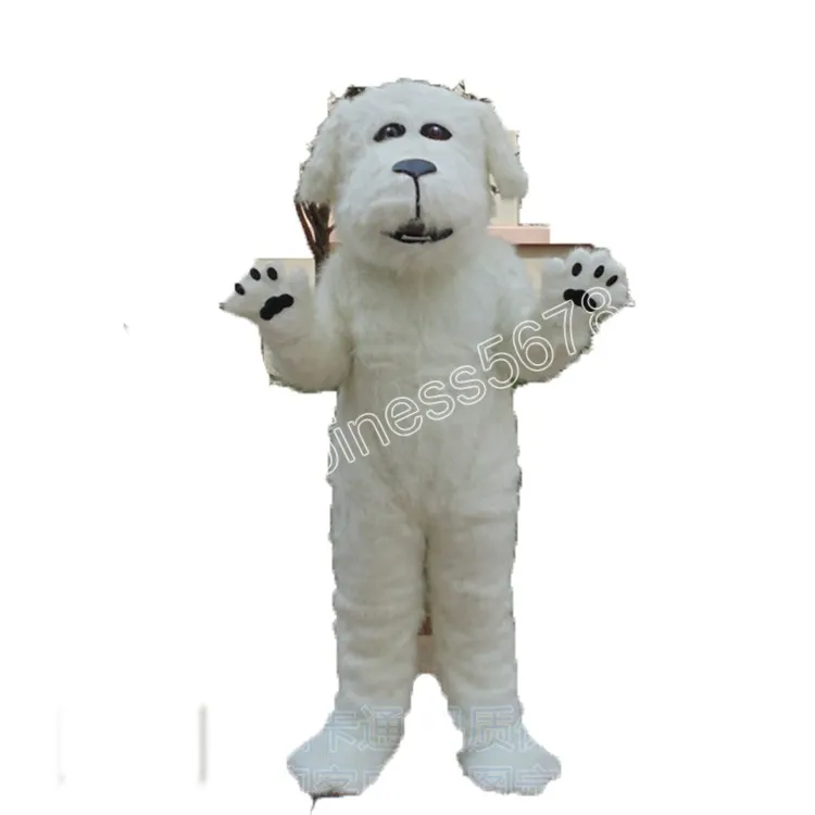 Högkvalitativ vit hundmaskot kostymer tecknad karaktär outfit kostym halloween vuxna storlek födelsedagsfest utomhus festival klänning