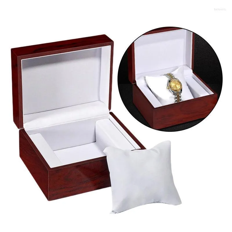 Uhrenboxen Hüllen Einzelgehäuse Aufbewahrungsbox Armbanduhr Displayhalter mit weißer CushionWatch Hele22