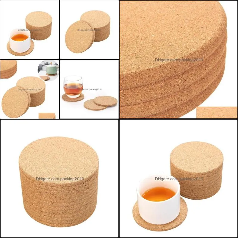 Natural Coffee Cup Mat Round Wood Heat Resistant Cork Coaster Mat Tea Drink Pad Table Decor Wholesale