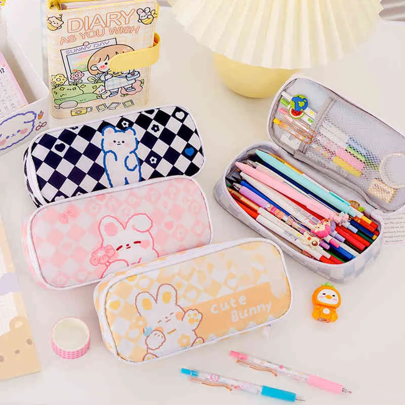 Cat Pencil Case Cute Gag Three Layer Big Kawaii Stationery Cartoon Student  Pouch