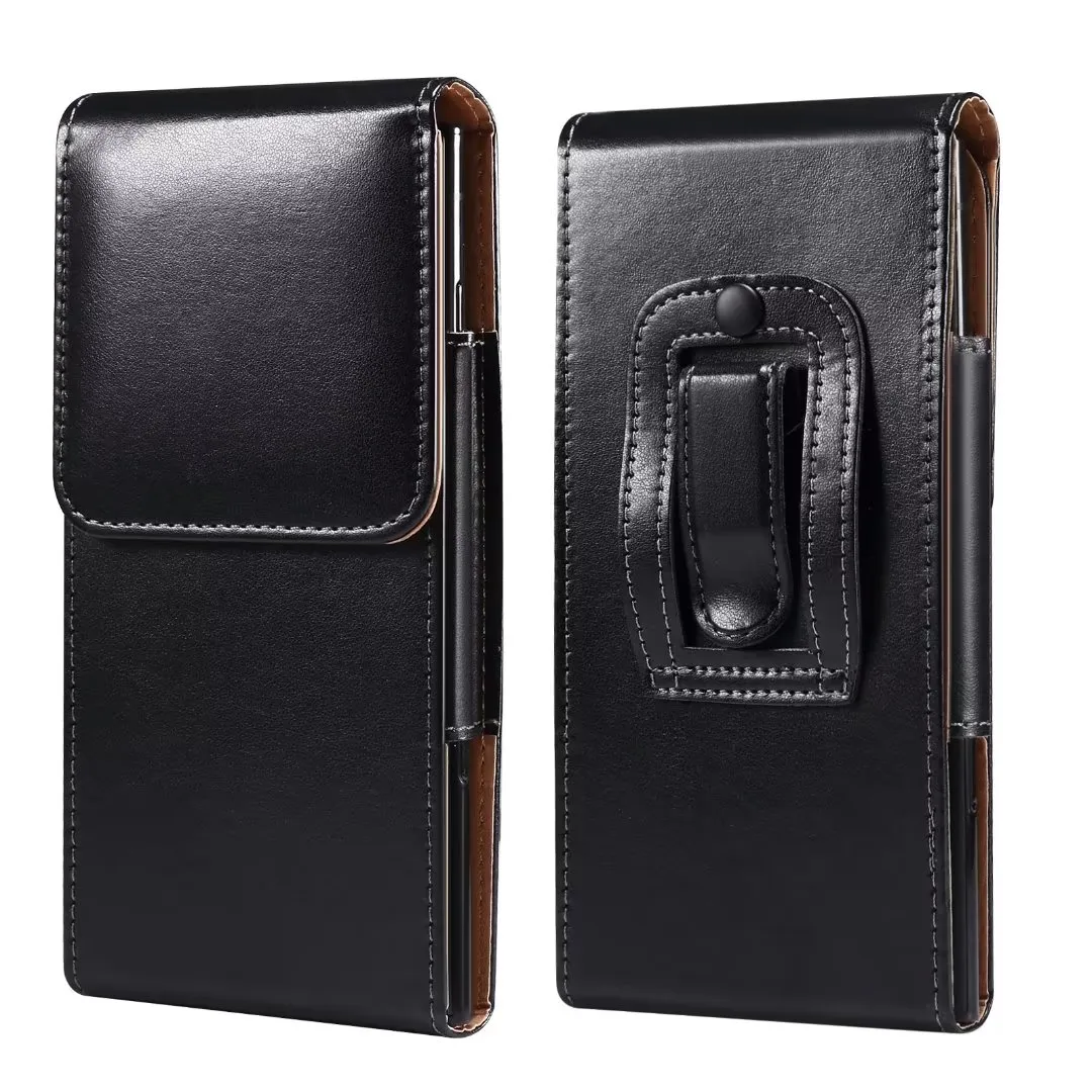 Custodie universali in pelle con custodia per fondina per Iphone 15 14 13 Pro Max Samsung S23 S22 Ultra S22U Nota 20 4.7 6.0 5.5 5.2 6.7 6.9 pollici Cintura verticale PU Plain Business Men Pouch