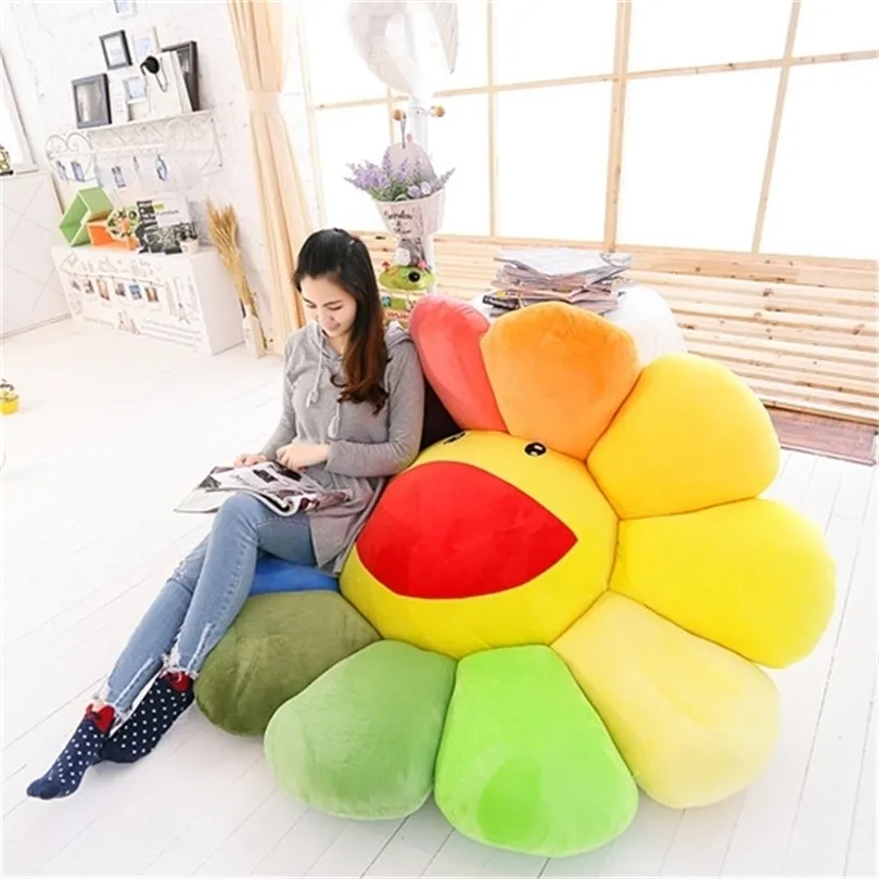 1pc Super Big Plush Sol Flores de Flores de Pillow Brinquedo macio de brinquedo de brinquedo de pelúcia Meditação almofada de almofada para crianças 201009