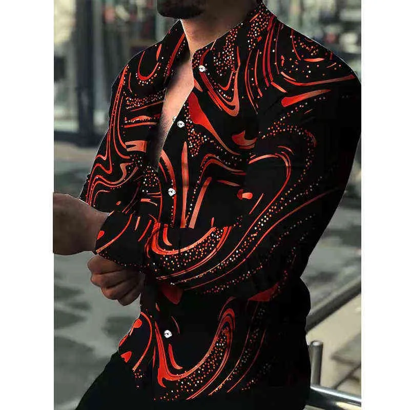 Men's Shirt Long Sleeve Hawaiian Social Luxury Button Cardigan Linen Blouse Single Breast Turn-down Collar Shirt For Men Clothes L220704