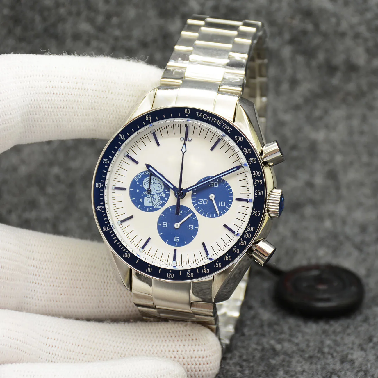 Stars the Eyes on Watch Chronograph Sports Battery Power Limited Silver Dial Quartz Professional Dive Wristwatch Stainless Steel Strap Men Chrograph Professial